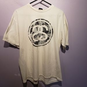 Vintage Early 2000s STUSSY double Logo Men's Size Large white Shirt